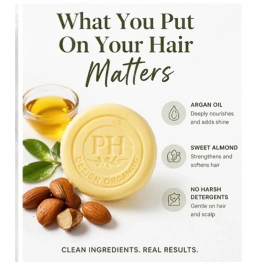PH Design Organics Natural Shampoo Bar Aragon Oil Eco‎ Bar; White Citrus & Sage